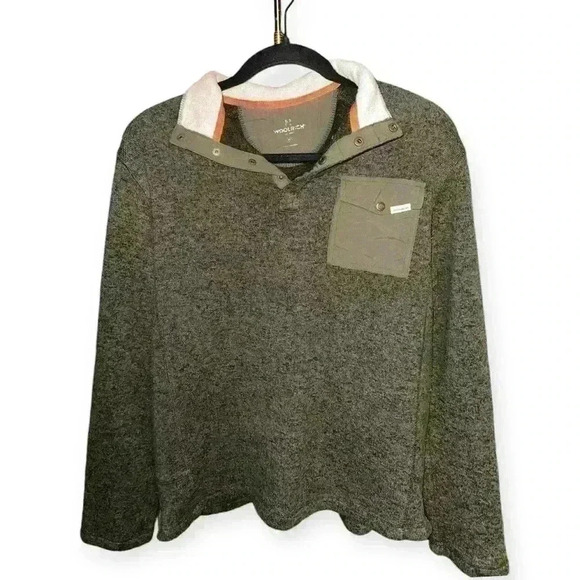 Woolrich women’s Pullover Quarter Button Jacket Top Sz Medium Green Sweater - Picture 9 of 11